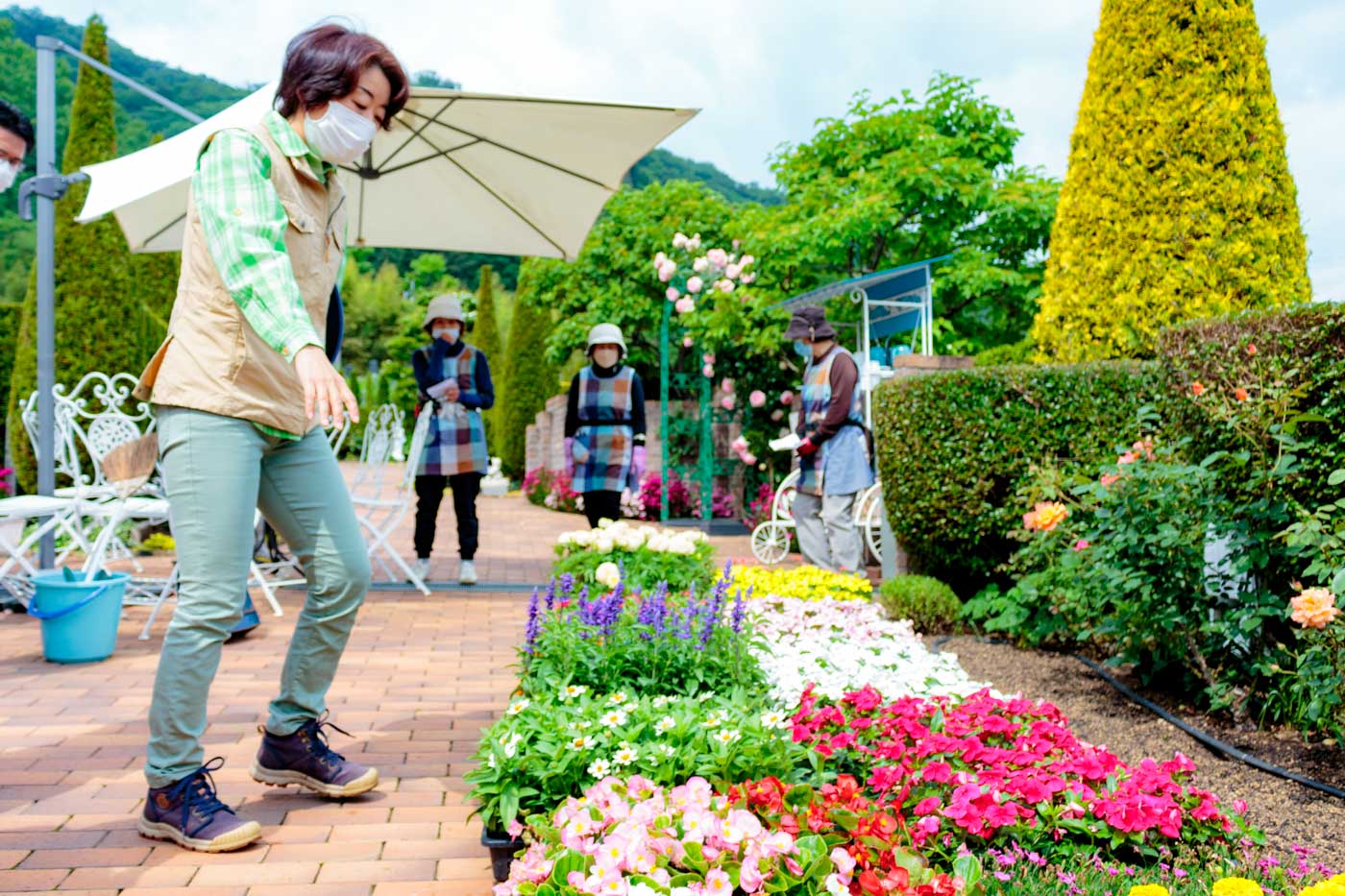 霊園のお花植え